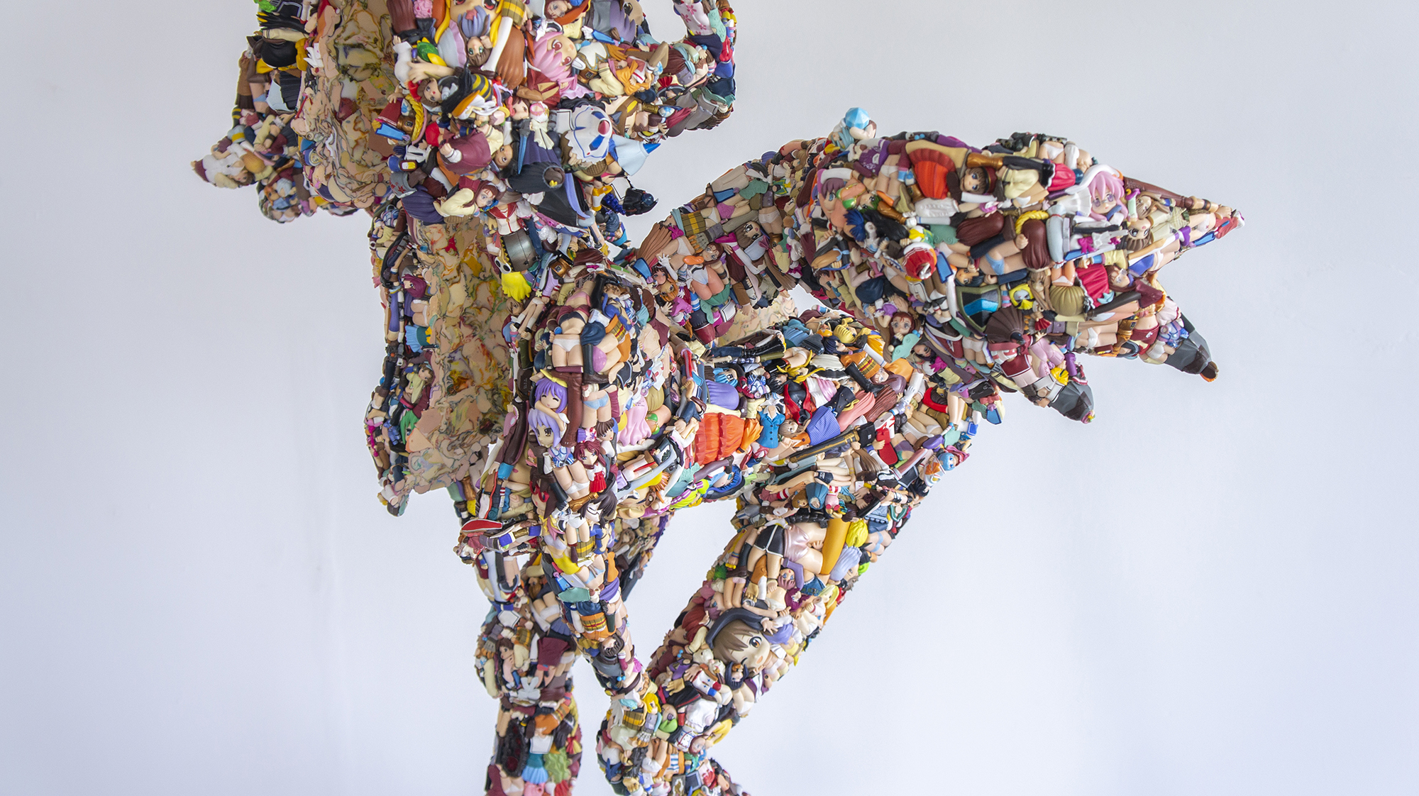three's 17.7kg sculpture made from anime figurines